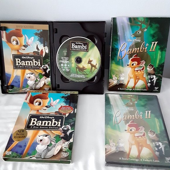 Walt Disney's DVD Lot; Bambi Platinum Edition (VG) & Bambi II (New) - Picture 1 of 5